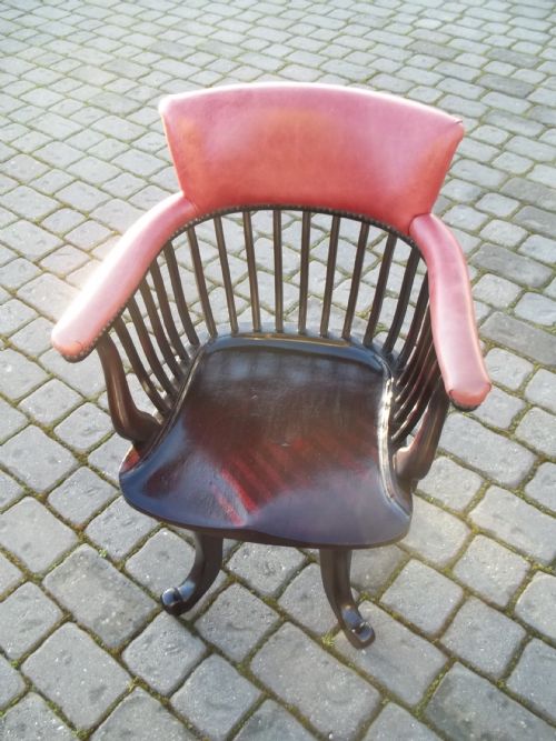 Antique Mahogany Swivel Office Desk Chair