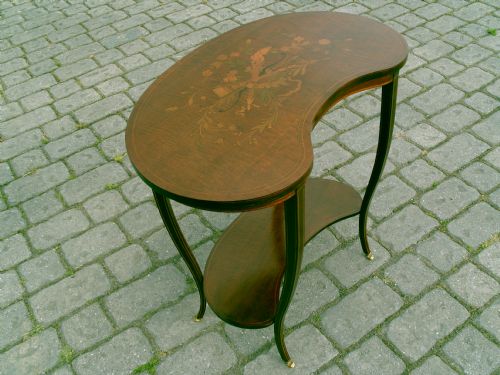 Antique Mahogany Inlaid Kidney Table