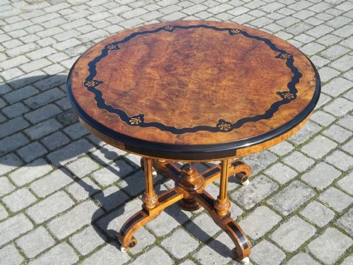 Antique Burr Walnut Inlaid Centre Table