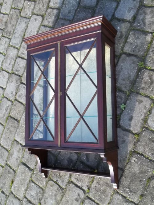 Antique Mahogany Inlaid Glazed Hanging Cabinet