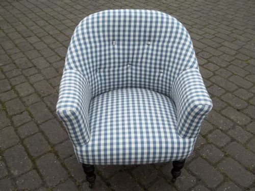 Antique Upholstered Tub Easy Fireside French Design Armchair