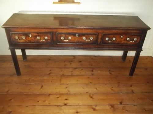 Antique Welsh 18th Century Georgian Oak Dresser Base Serving Hall Side Table Sideboard