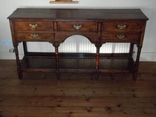 Antique Welsh Oak Georgian Pot Board Dresser Base Hall Side Serving Table Sideboard