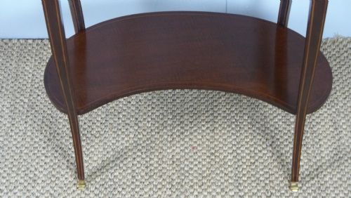 ANTIQUE MAHOGANY MARQUETRY INLAID LAMP OCCASIONAL KIDNEY SHAPED SMALL SIDE WINE WRITING LADIES SOFA TABLE C1895 - ADDITIONAL PHOTO 4