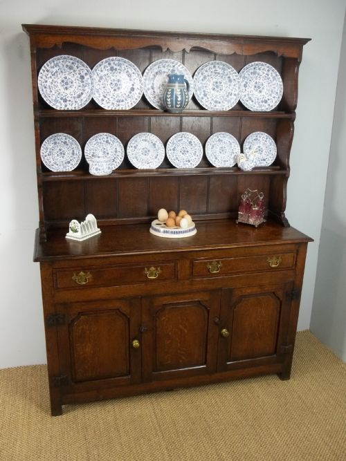 A £1295 Small Welsh Oak 18th 19th Century Georgian Cottage Design Dresser Base and Rack.