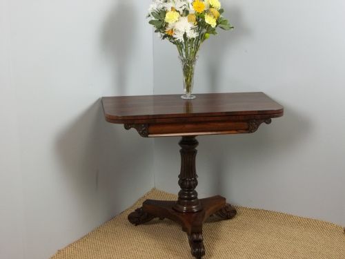 A Regency Rosewood Games Card Lamp Sofa Hall Side Fold Over Console Pier Table. C.1830.