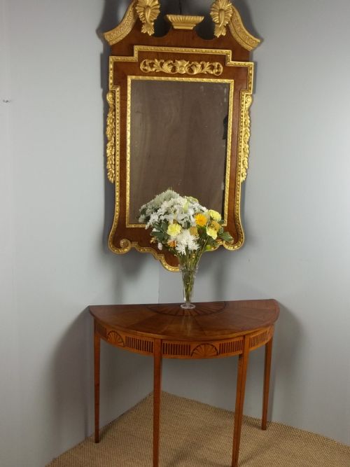 A £4950 Georgian 18th Century Maple Satinwood Demi Lune Half Moon Console Pier Lamp Side Hall Table. C.1770.