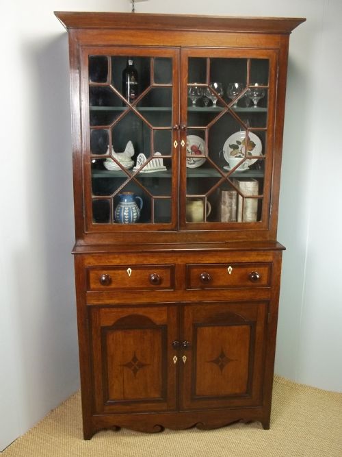 A Welsh Anglesey Georgian Oak and Mahogany Housekeepers Kitchen Dresser Bookcase Food Cupboard. C.1820.