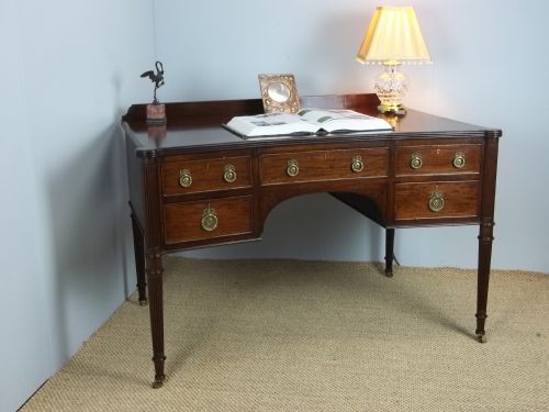 Antique Stamped Hobbs & Co Regency Design Mahogany  Writing Desk or Ladies Dressing Table Bureau Plat . C.1900.