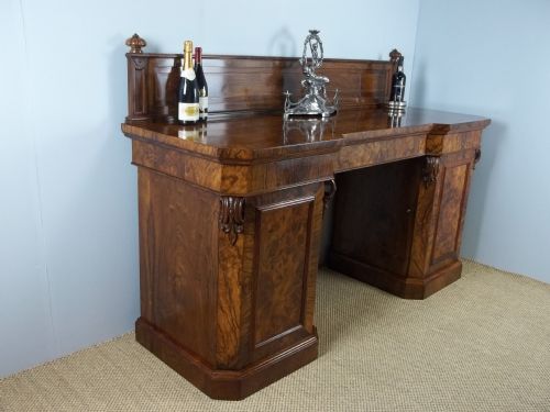 A STUNNING QUALITY ANTIQUE BURR WALNUT LATE REGENCY EARLY VICTORIAN PEDESTAL SIDEBOARD SERVING TABLE IN THE MANNER OF HOLLAND AND SONS C1840 - ADDITIONAL PHOTO 1