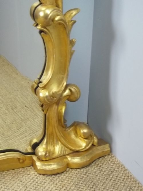 A STUNNING LARGE REGENCY ROCOCO ANTIQUE SOLID CARVED GILT WOOD OVERMANTEL OVERMANTLE GILTWOOD WALL PIER CONSOLE GILDED MIRROR C1830 - ADDITIONAL PHOTO 3
