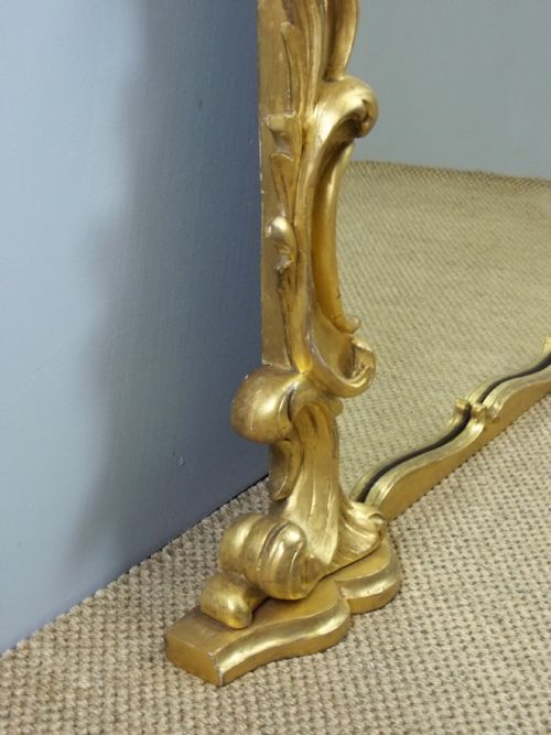 A STUNNING LARGE REGENCY ROCOCO ANTIQUE SOLID CARVED GILT WOOD OVERMANTEL OVERMANTLE GILTWOOD WALL PIER CONSOLE GILDED MIRROR C1830 - ADDITIONAL PHOTO 6