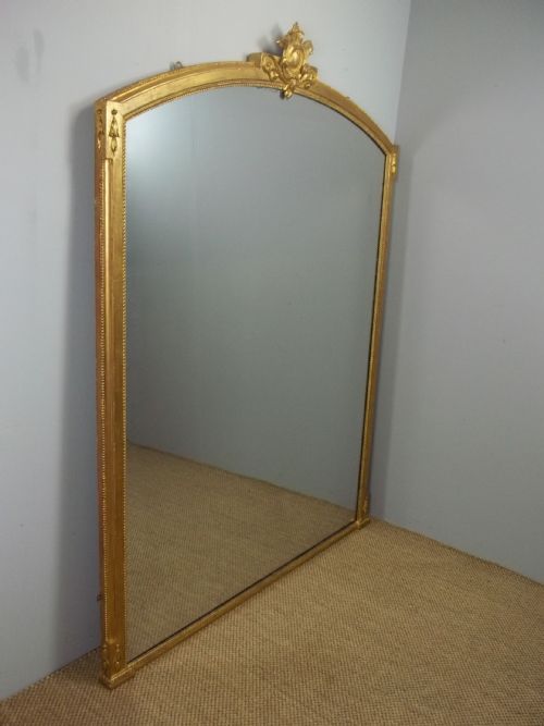 A Large 19th Century Stamped Nosotti Gilt Wood Overmantel Mantle Overmantle Console Pier Wall Gilded Mirror. C.1860