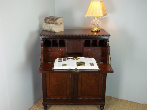 Antique Georgian Regency Small Mahogany Secretaire Bureau Chiffonier Writing Bureau Table Chest Desk Side Cabinet Cupboard. C.1815.