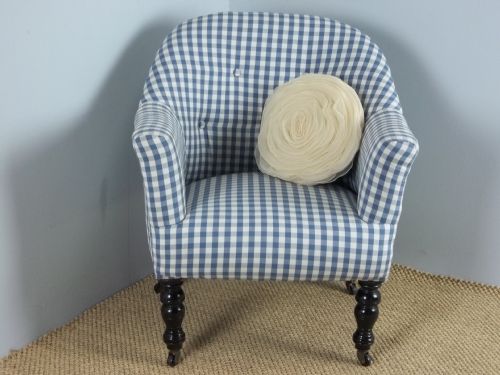 Antique £495 Small 19th Century Victorian Upholstered Easy Tub Occasional Fireside Arm Chair. C.1860.