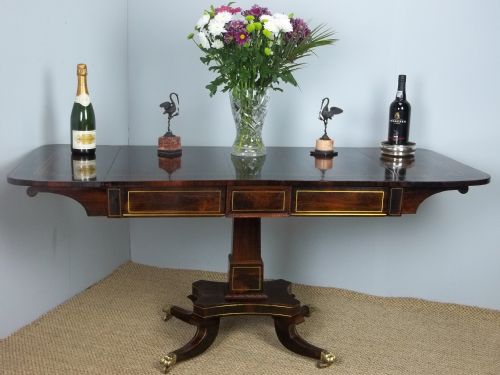 A Superior Antique Regency Georgian Brass Inlaid Rosewood Sofa Table. C.1815.