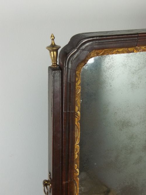 A GEORGE II WALNUT 18TH CENTURY GEORGIAN RED WALNUT OR MAHOGANY DRESSING TABLE TOILET MIRROR C1750 - ADDITIONAL PHOTO 5