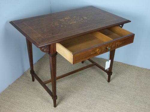 ELEGANT 19TH CENTURY ROSEWOOD INLAID LADIES WRITING TABLE DESK CENTRE LAMP SOFA HALL CONSOLE PIER DRESSING TABLE C1870 - ADDITIONAL PHOTO 1