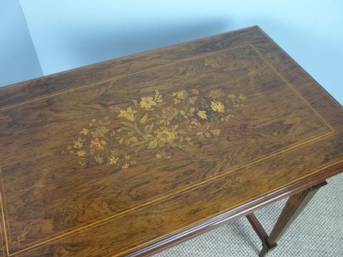ELEGANT 19TH CENTURY ROSEWOOD INLAID LADIES WRITING TABLE DESK CENTRE LAMP SOFA HALL CONSOLE PIER DRESSING TABLE C1870 - ADDITIONAL PHOTO 2