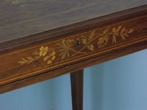ELEGANT 19TH CENTURY ROSEWOOD INLAID LADIES WRITING TABLE DESK CENTRE LAMP SOFA HALL CONSOLE PIER DRESSING TABLE C1870 - ADDITIONAL PHOTO 4