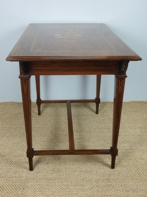 ELEGANT 19TH CENTURY ROSEWOOD INLAID LADIES WRITING TABLE DESK CENTRE LAMP SOFA HALL CONSOLE PIER DRESSING TABLE C1870 - ADDITIONAL PHOTO 5