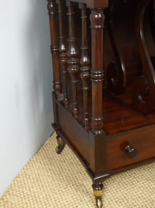 ANTIQUE STUNNING QUALITY GEORGIAN REGENCY MAHOGANY WATERFALL OPEN DWARF BOOKCASE CANTERBURY OF GRADUATED BOOK SHELVES C1820 - ADDITIONAL PHOTO 2