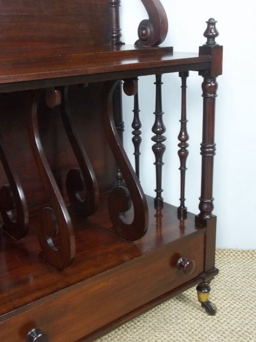 ANTIQUE STUNNING QUALITY GEORGIAN REGENCY MAHOGANY WATERFALL OPEN DWARF BOOKCASE CANTERBURY OF GRADUATED BOOK SHELVES C1820 - ADDITIONAL PHOTO 3