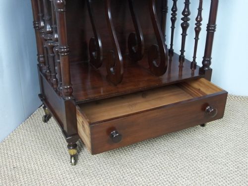 ANTIQUE STUNNING QUALITY GEORGIAN REGENCY MAHOGANY WATERFALL OPEN DWARF BOOKCASE CANTERBURY OF GRADUATED BOOK SHELVES C1820 - ADDITIONAL PHOTO 4