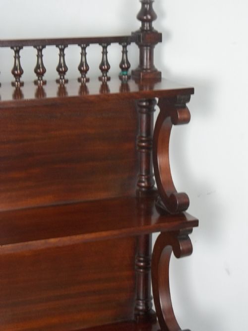 ANTIQUE STUNNING QUALITY GEORGIAN REGENCY MAHOGANY WATERFALL OPEN DWARF BOOKCASE CANTERBURY OF GRADUATED BOOK SHELVES C1820 - ADDITIONAL PHOTO 5