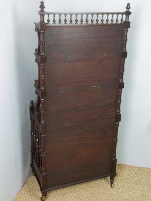 ANTIQUE STUNNING QUALITY GEORGIAN REGENCY MAHOGANY WATERFALL OPEN DWARF BOOKCASE CANTERBURY OF GRADUATED BOOK SHELVES C1820 - ADDITIONAL PHOTO 7