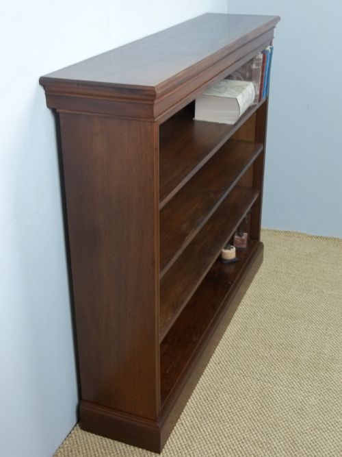 Antique 19th Century Walnut Open Dwarf Mid Oak/ Mahogany Colour Bookcase with Adjustable Shelves. C.1870.