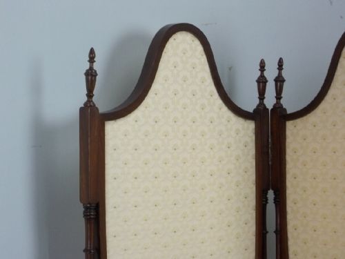 ANTIQUE MAHOGANY UPHOLSTERED TRIPLE FIRE VANITY DRESSING SCREEN GUARD FIRESCREEN C1890 - ADDITIONAL PHOTO 5