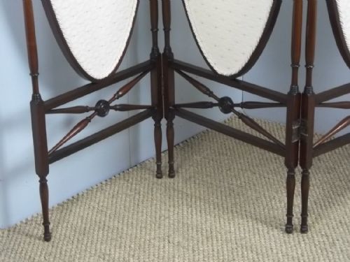 ANTIQUE MAHOGANY UPHOLSTERED TRIPLE FIRE VANITY DRESSING SCREEN GUARD FIRESCREEN C1890 - ADDITIONAL PHOTO 7