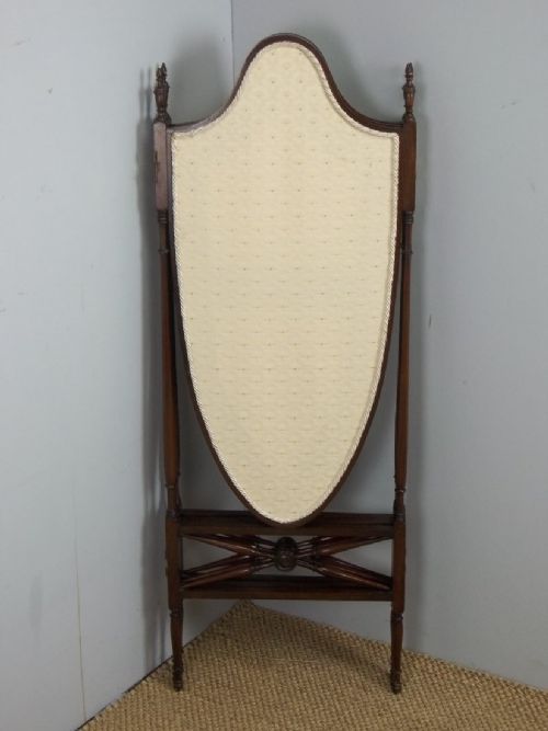 ANTIQUE MAHOGANY UPHOLSTERED TRIPLE FIRE VANITY DRESSING SCREEN GUARD FIRESCREEN C1890 - ADDITIONAL PHOTO 8