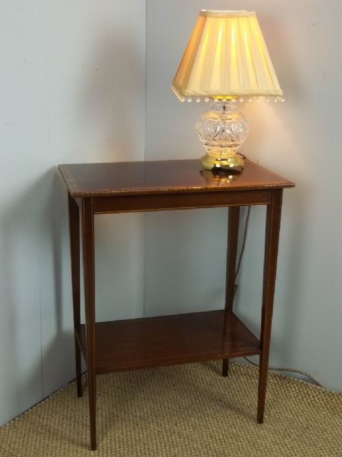 Antique  Edwardian Mahogany Inlaid and Satinwood Cross Banded Occasional Rectangular Side Lamp Hall Wine Table. C.1900.