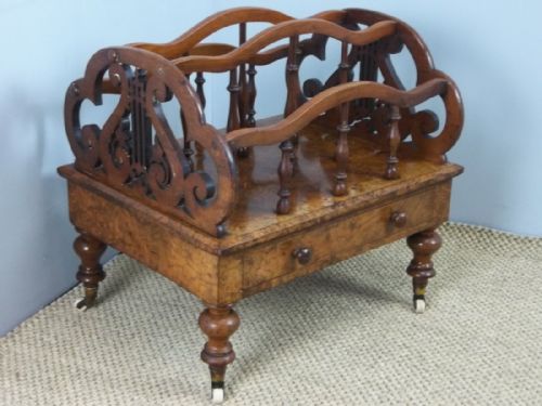 Antique Burr Walnut Canterbury Magazine Rack