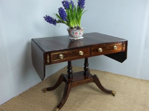 Antique Regency Georgian Rosewood Brass Inlaid Sofa Hall Side Lamp Occasional Table. C.1810.