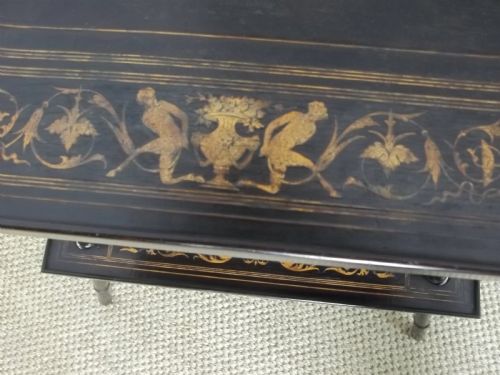 A RARE DESIGN AND SIGNED ANTIQUE MARQUETRY INLAID SORRENTO LAMP SIDE OCCASIONAL HALL TABLE - ADDITIONAL PHOTO 3