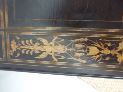 A RARE DESIGN AND SIGNED ANTIQUE MARQUETRY INLAID SORRENTO LAMP SIDE OCCASIONAL HALL TABLE - ADDITIONAL PHOTO 4