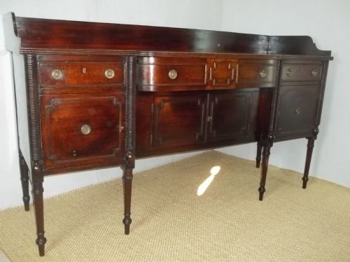 Antique Irish Regency Breakfront Mahogany Serving  Sideboard Table