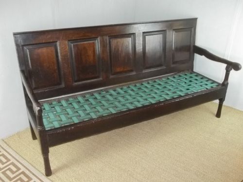 Early 18th Century Welsh Oak Settle Hall Bench.