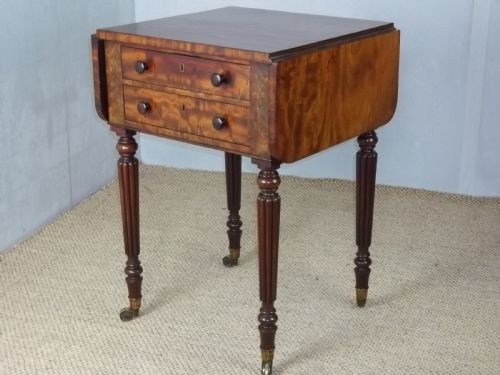 A Regency Gillows Small Mahogany Drop Leaf Pembroke Lamp Works Table