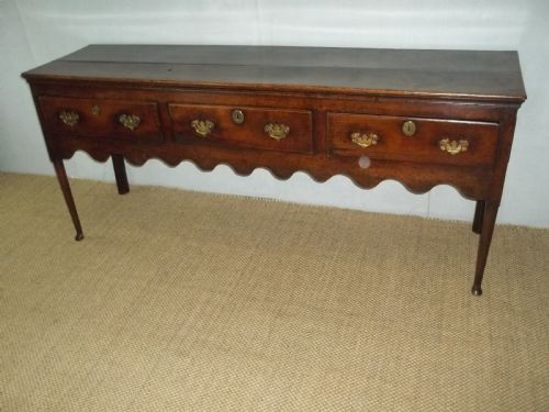 Antique 18th Century George III Georgian Oak Three Drawer Cabriole Leg Oak Dresser Base