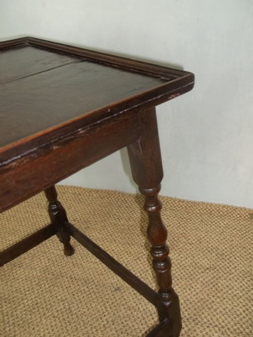 ANTIQUE WILLIAM AND MARY EXTREMELY RARE OAK SILVER SIDE LAMP HALL TABLE - ADDITIONAL PHOTO 4