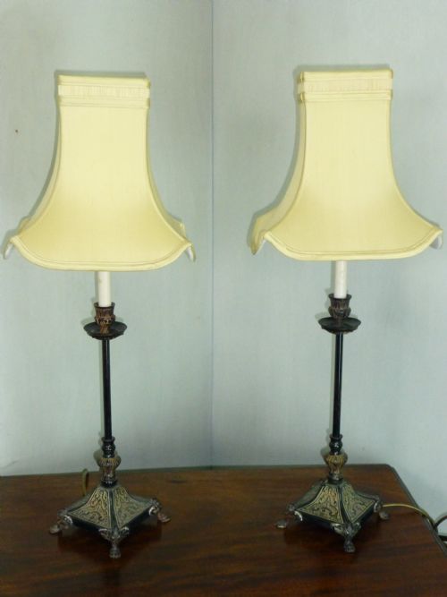 A Pair of Early 20th Century Bronzed Table Lamps