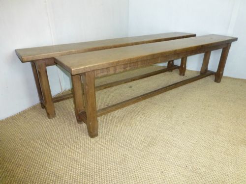 Fabulous Pair of Trestle Design 19th Century Oak Benches. Circa 1870.