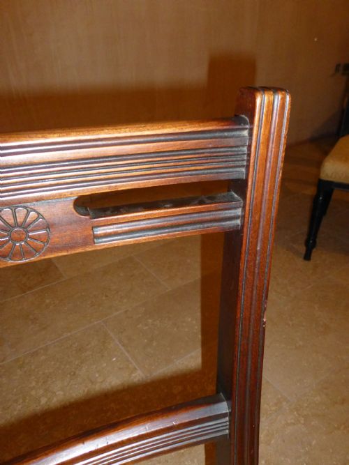 ANTIQUE STAMPED SHOOLBRED SET OF TEN 19TH CENTURY CUBAN MAHOGANY UPHOLSTERED 10 DINING CHAIRS BY JAMES SHOOLBRED LONDON - ADDITIONAL PHOTO 1