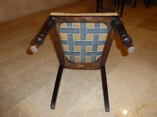 ANTIQUE STAMPED SHOOLBRED SET OF TEN 19TH CENTURY CUBAN MAHOGANY UPHOLSTERED 10 DINING CHAIRS BY JAMES SHOOLBRED LONDON - ADDITIONAL PHOTO 4