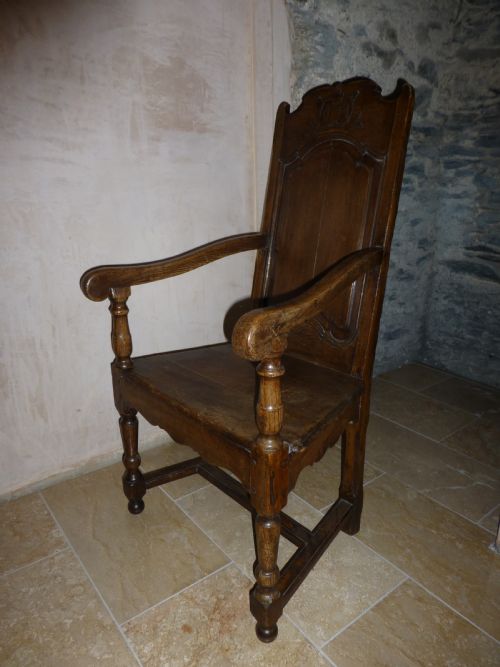 Antique Welsh Oak Country Panel Wainscot Open Elbow Hall Armchair Lambing Chair