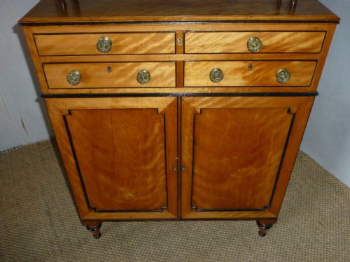 A SUPERB QUALITY REGENCY SHERATON PERIOD SMALL SATINWOOD SECRETAIRE WRITING CUPBOARD DESK CHIFFONIER CREDENZA SIDEBOARD OF GILLOWS DESIGN C1790 - ADDITIONAL PHOTO 5